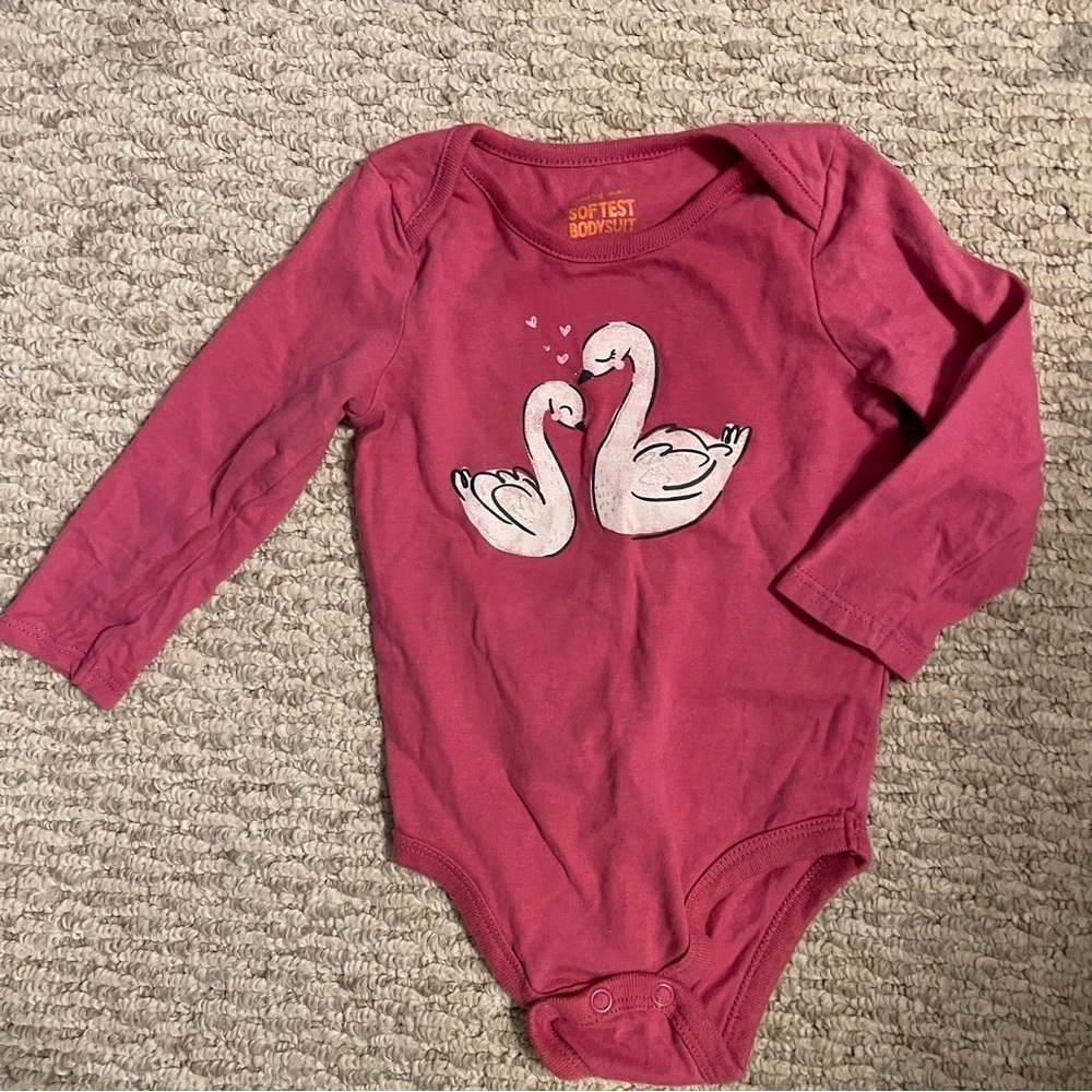 Jumping Beans / TCP | Pink Flamingo Shirt and Jean Skirt Outfit | 6-9 mo - Picture 2 of 8